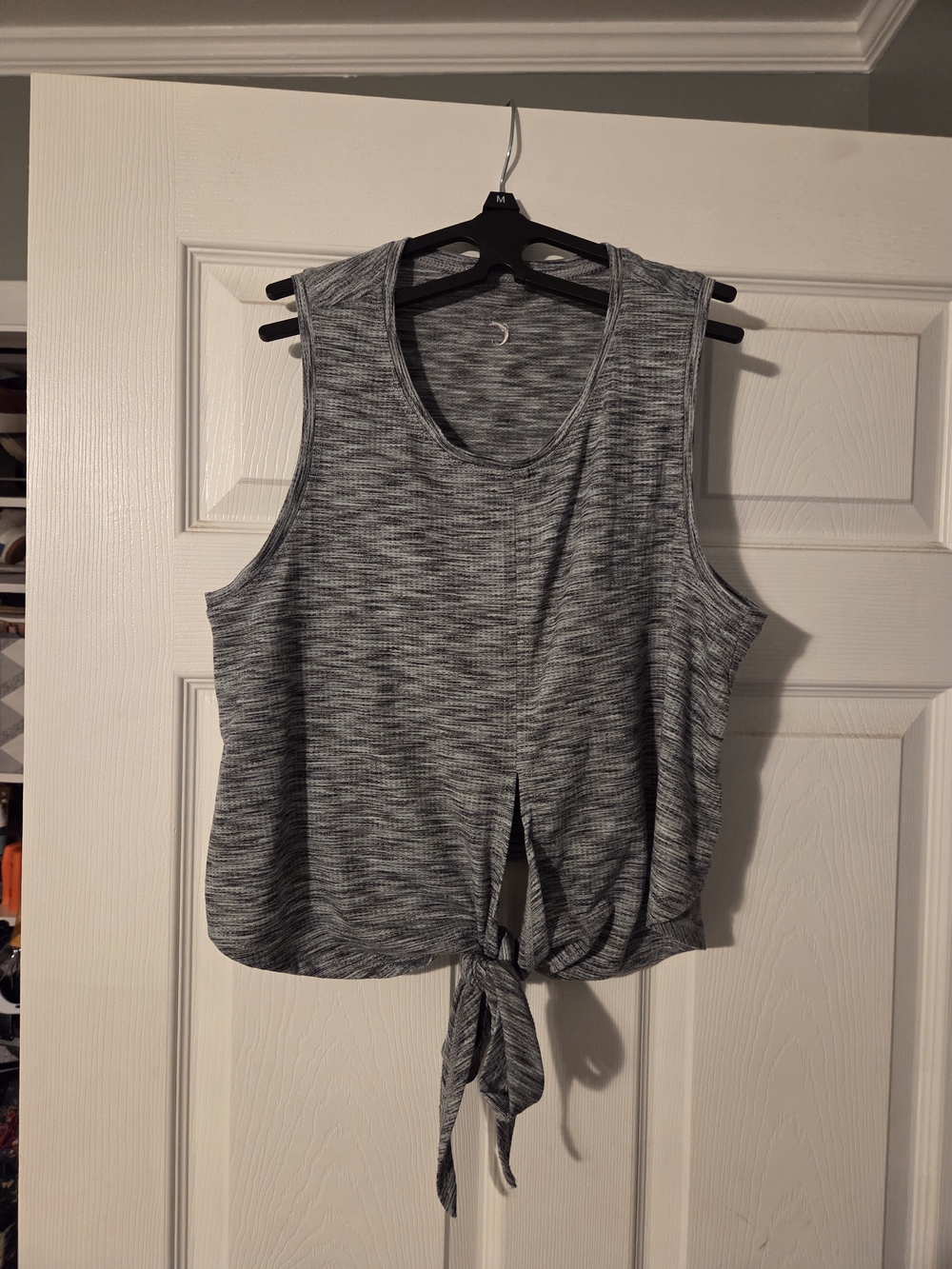 Sleeveless Heather Gray Infinity Tie-Front Tank Top
